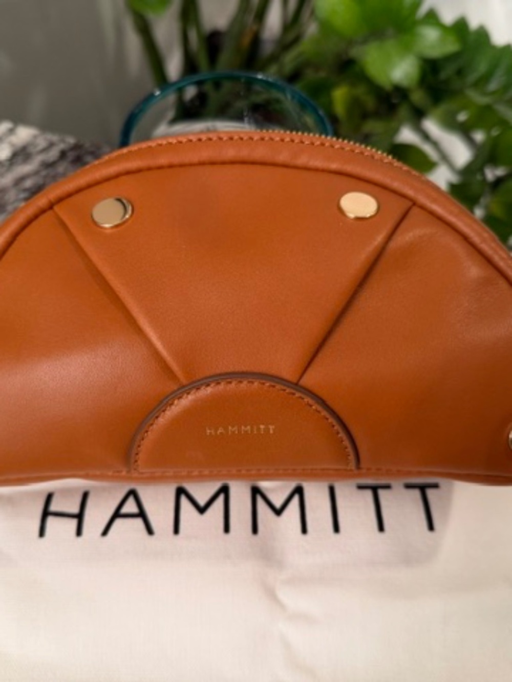 Hammitt Shelly Leather Cocoa Cosmetic Pouch/Clutch w/Gold Hardware - NEW w/tags - Picture 7 of 8